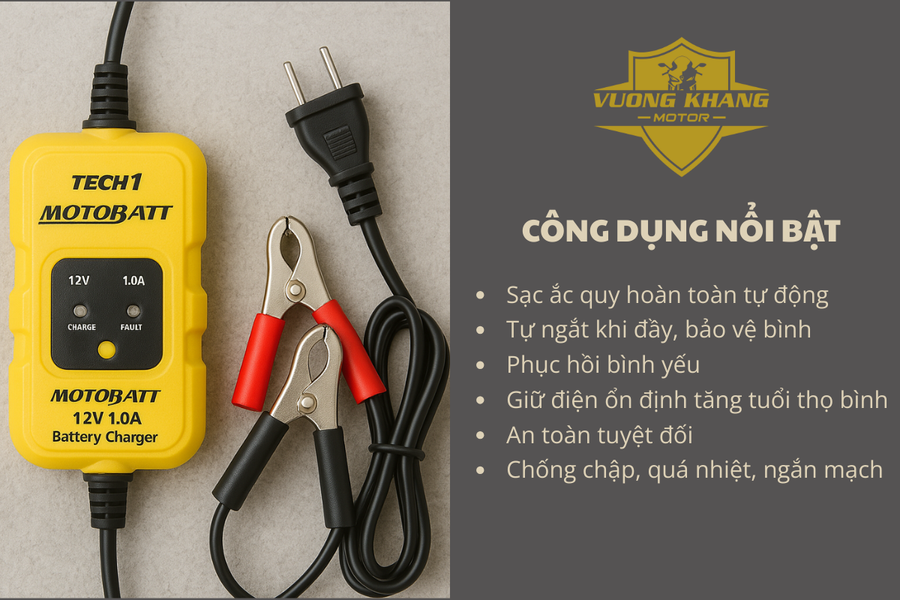 Bộ sạc bình 12V Motobatt Tech1 PDC1 